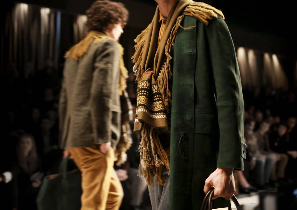 Christopher Bailey juxtaposed British heritage with Bohemian layering into the label's upcoming offerings for autumn