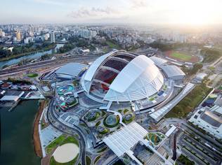 At the heart of Sports Hub is the new National Stadium, a state-of-the-art 55,000 seat sports venue that is the largest free spanning dome structure in the World
