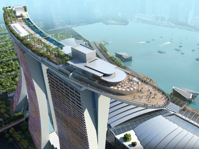The groundbreaking architectural design puts the Sands SkyPark 200 meters in the air