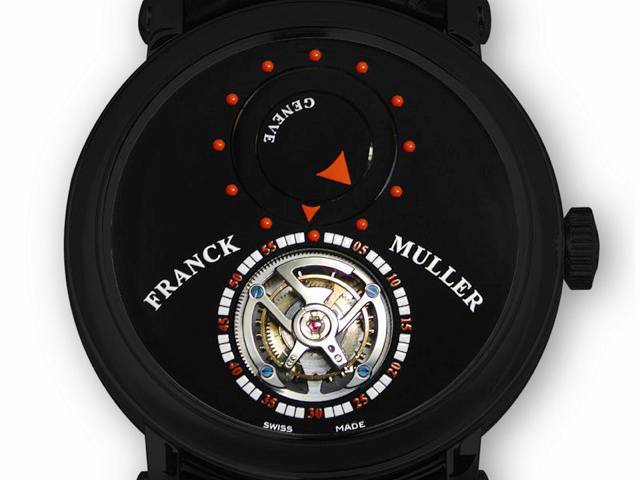 Featuring Franck Muller's patented way of not using hour and minute hands to show the time