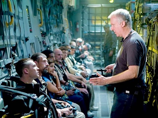 James Cameron giving his acting crew instructions