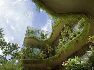 The hotel adopts a hotel-in-a-garden concept and incorporates energy-saving features throughout the property