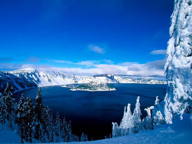 Crater Lake in Winter, Oregon