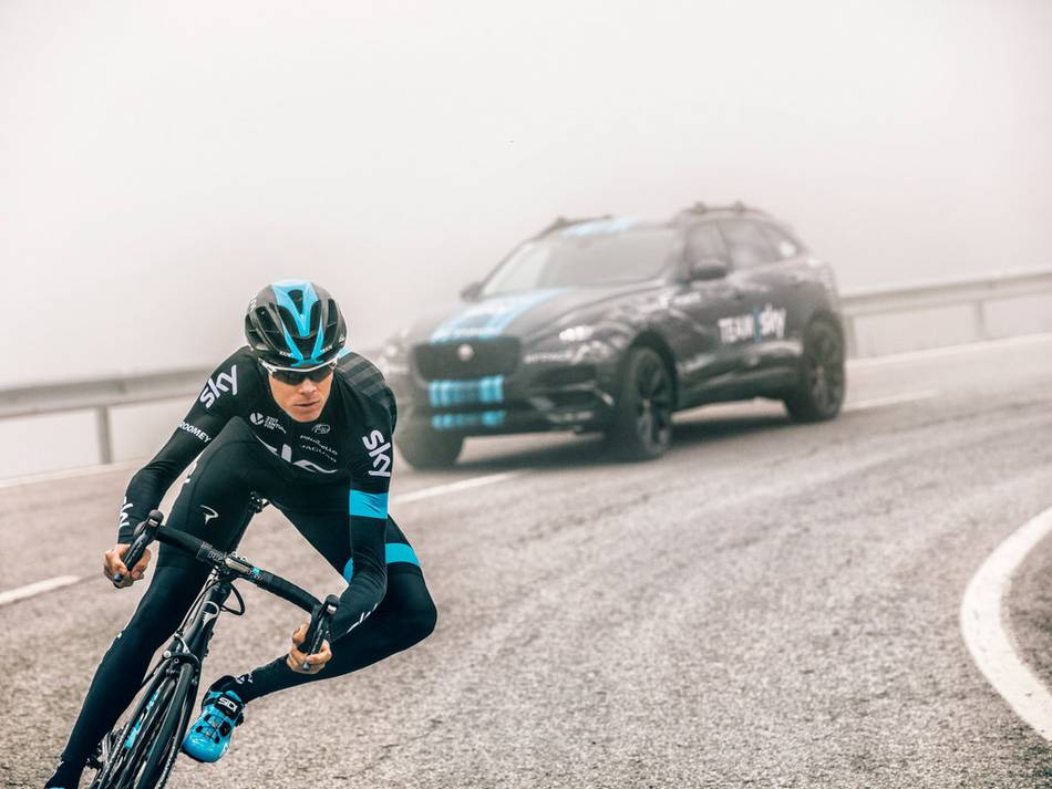 Prototype version of Jaguar’s first performance crossover will be seen in public for the first time with light camouflage whilst accompanying Team Sky