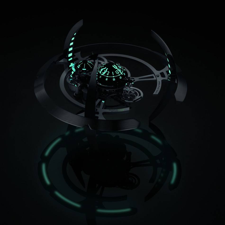 James Thompson illuminates MB&F's pieces with his signature solid blocks of brightly coloured, high-efficiency lume