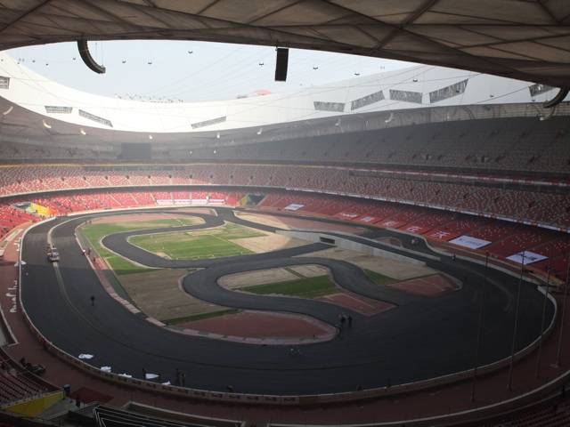 The Race of Champions event was held in Beijing's Bird's Nest Stadium