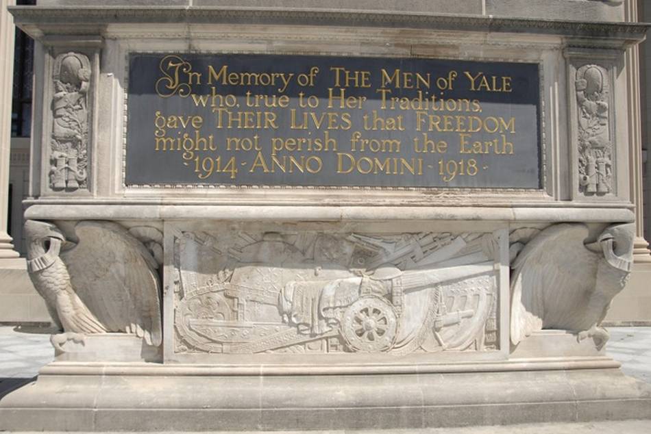 A cenotaph in Yale University's Beinecke Plaza honours the Men of Yale who died in battle