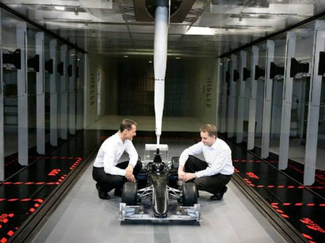 Michael Schumacher at the Mercedes GP Petronas testing facility