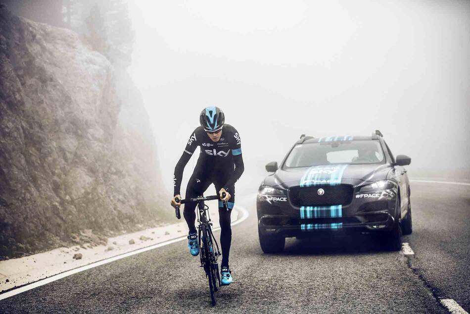Prototype version of Jaguar’s first performance crossover will be seen in public for the first time with light camouflage whilst accompanying Team Sky