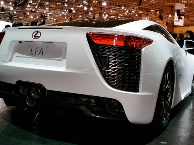 The precision sound of the LFA engine shatters a champagne flute