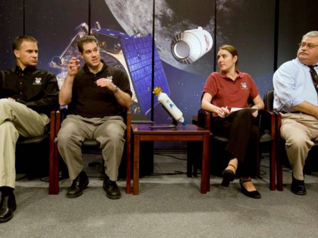 The LCROSS team at the NASA press conference. Photo Credit: Reuters