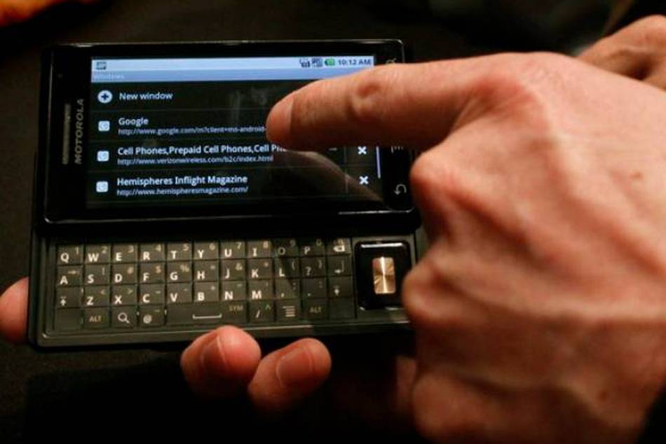 The Droid phone by Motorola includes a computer-like keyboard and a new version of Google Inc's software, Android 2.0