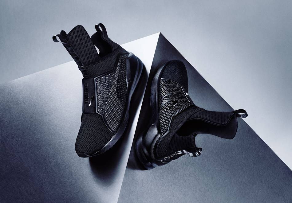 The sneaker is a combination of a traditional work out footwear with a fashion-forward and futuristic flair