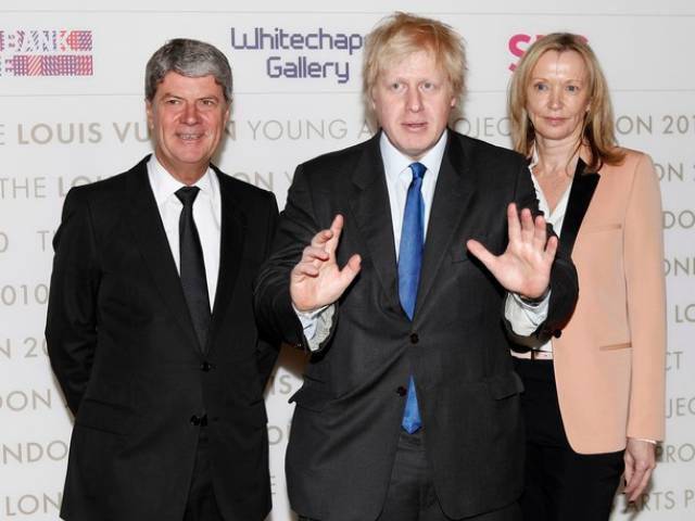 London Mayor Boris Johnson, Susan Whiteley and Yves Carcelle at the launch of the Young Arts Project