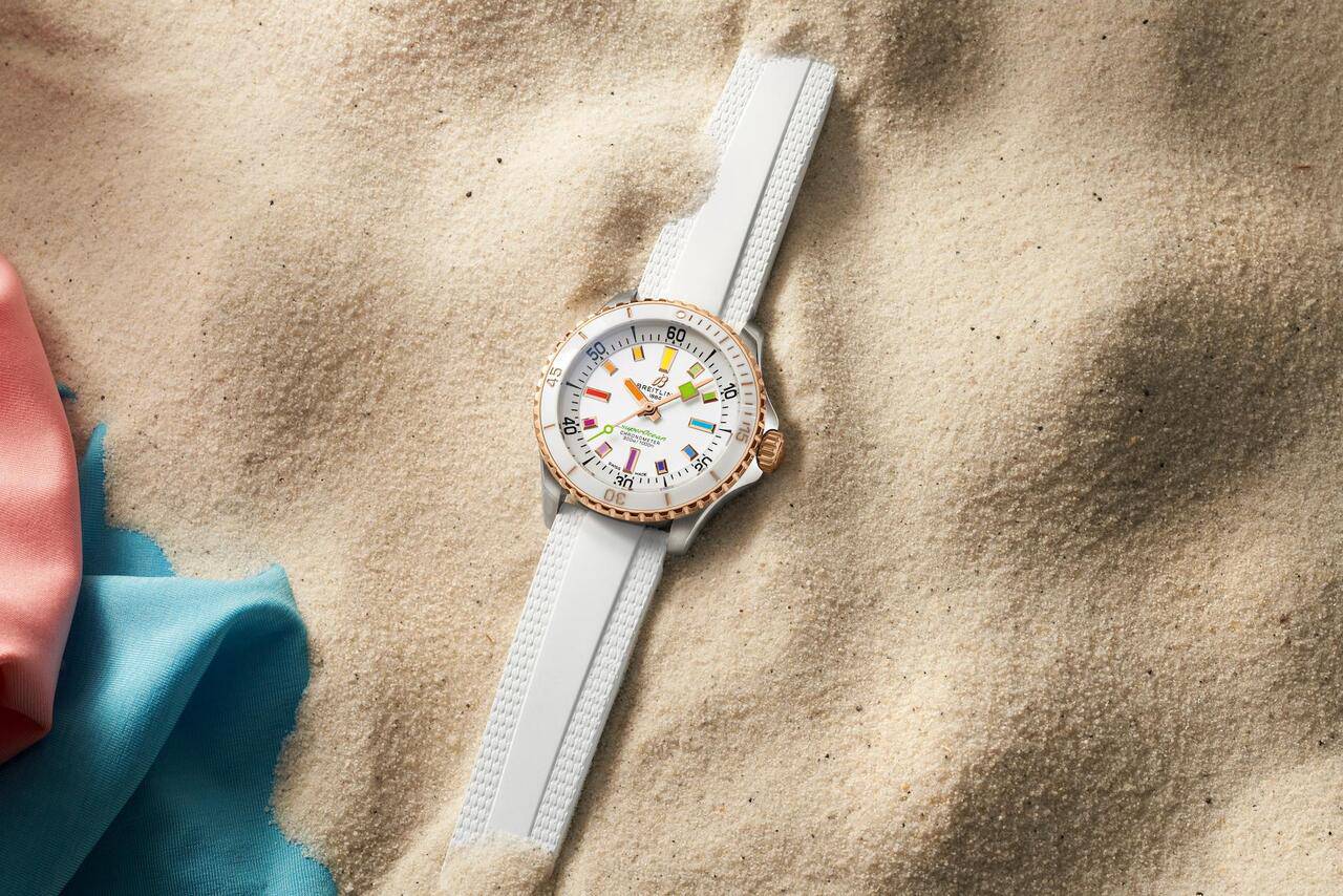ブルーアベンチュリン　ヨニワンド　Deep Ocean Pleasury Breitling Superocean Automatic 36 Watch Steel Case Turquoise
