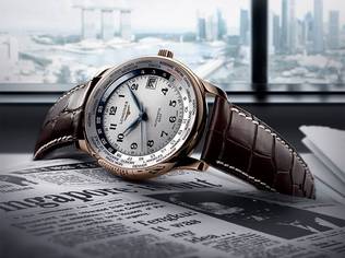The GMT wristwatch from the Longines Master Collection bears the highlighted name of Singapore on its timezone ring and a commemorative print on its back