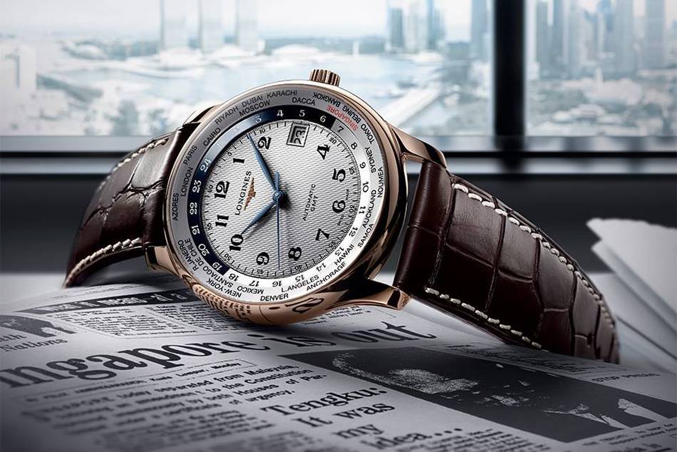 The GMT wristwatch from the Longines Master Collection bears the highlighted name of Singapore on its timezone ring and a commemorative print on its back