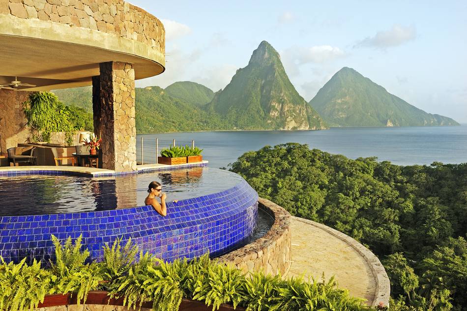 The bold architectural design by Architect owner Nick Troubetzkoy makes Jade Mountain St. Lucia one of the Caribbean’s most mesmerizing resort experiences