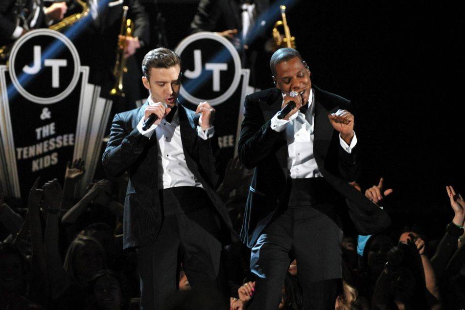 Justin Timberlake performs at the 2013 Grammy Awards, a return to the spotlight with his first televised performance since he released Suit & Tie in January, his first new song in five years