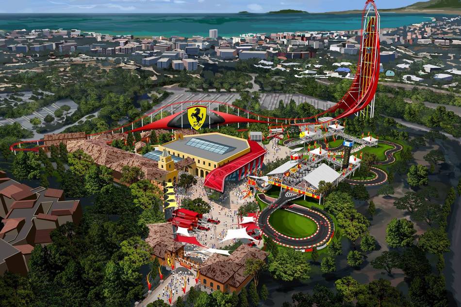Covering more than 75,000 square meters, the 2nd theme park from Ferrari will include the fastest-accelerating and highest vertical roller-coaster on the continent