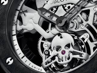 The addition to the Swiss manufacture's skull series is a new skeleton tourbillon movement that is far from conventional