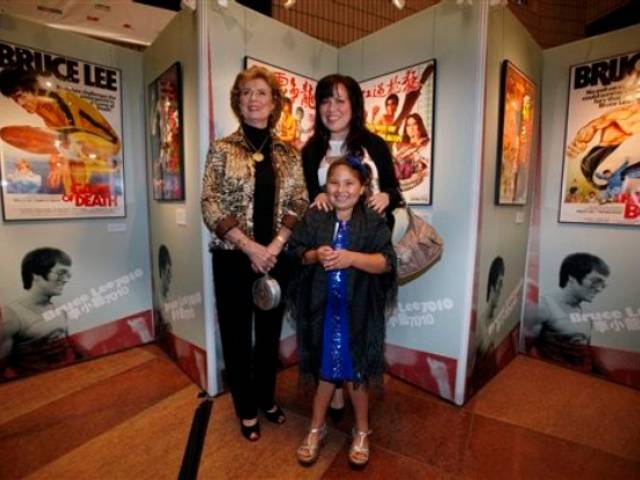 Linda Cadwell, Shannon Lee and Wren Keasler at the opening ceremony for Bruce Lee's exhibition