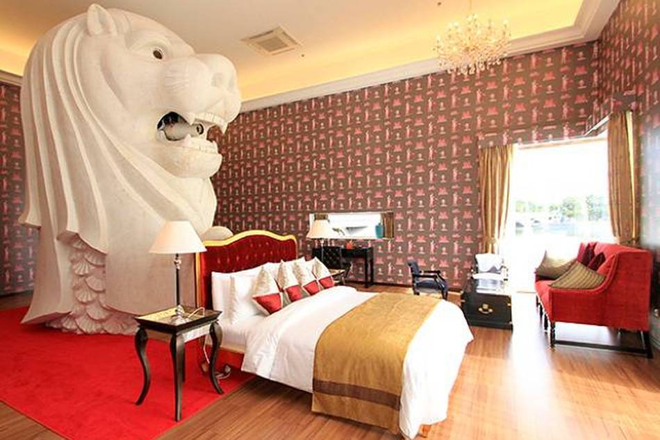 The iconic Merlion of Singapore was transformed into the Merlion Hotel by artist Tatzu Nishi
